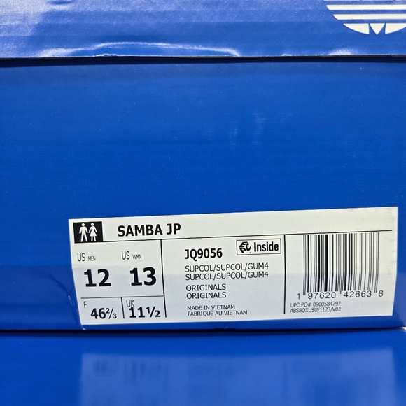 New adidas Samba JP JQ9056 \'Black White Gum\' Men\'s Shoes Size 12